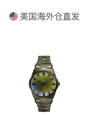 自营Diesel Men's D-Sruptor Three-Hand, Green Stainless Steel