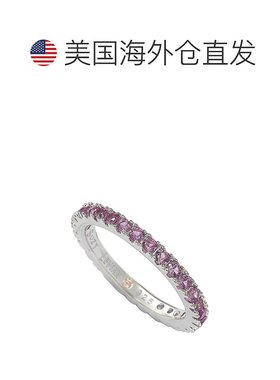 自营 Suzy Levian 纯银细粉红色方晶锆石永恒戒指 - 粉红色 美国