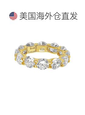 自营Suzy Levian 金色纯银立方氧化锆圆形 U 形永恒戒指 - 黄色