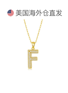 自营simona纯银 Micro Pave CZ \'J\' 块首字母带回形针链 - 镀金