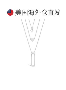 自营sterling forever几何多层项链 - 银白色 美国奥莱直发
