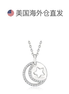自营 Ross-Simons Diamond Star and Moon Pendant Necklace in S