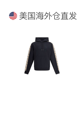自营Burberry Check trim Men's Hoodie - black 美国奥莱直发