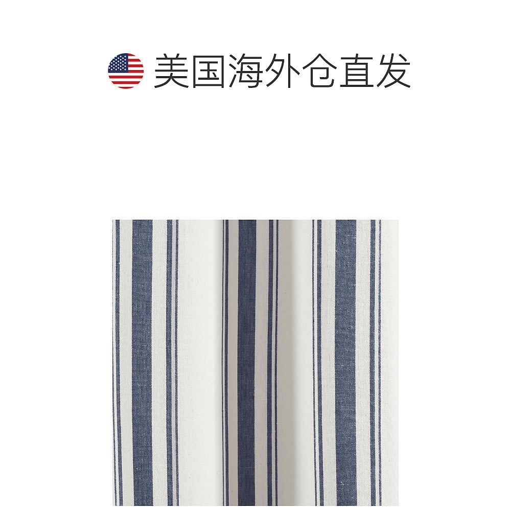 Lush Decor 农舍条纹色织环保再生棉窗帘面板海军蓝 42x95 套装 - - 图1
