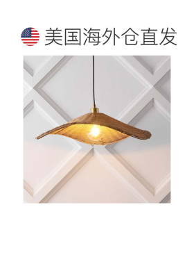 自营jonathan yMiko现代沿海有机曲线藤条LED吊坠-黄铜金/棕色 美