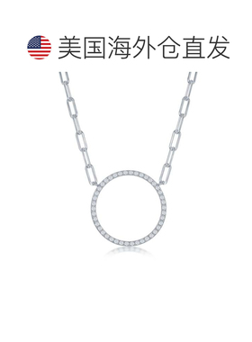 自营 simona925 纯银 CZ 生命之环回形针项链 - 银白色 美国奥莱