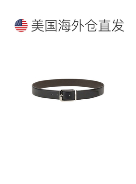 自营zegna双面抛光银扣牛皮腰带-灰色 美国奥莱直发
