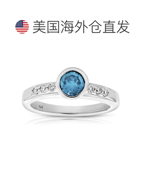 自营vir jewels0.80 克拉蓝色和白色钻石订婚戒指 14K 白金 - 白