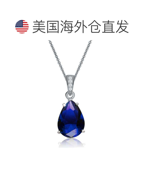 自营genevive纯银蓝色立方氧化锆梨形吊坠单石项链 - 蓝色 美国奥