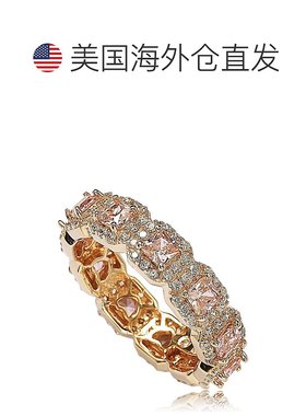 自营 Suzy Levian Rose 纯银立方氧化锆粉红色公主切割永恒戒指 -