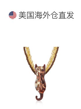 自营Ross-Simons 意大利棕色和金色穆拉诺玻璃珠猫项链配 18 克拉