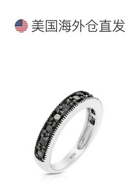 自营 vir jewels 1/2 cttw 公主方形切割黑色钻石结婚戒指 .925