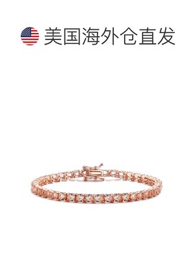 自营 geneviveGa Gold Overlay Clear Cubic Zirconia Tennis Bra