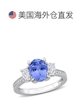 自营 Mimi & Max Oval Cut Tanzanite 5/8ct Diamond 3-Stone Rin