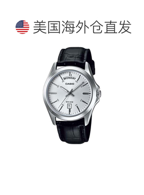 自营Casio Men’s Silver Dial Analog Watch with Black Leather