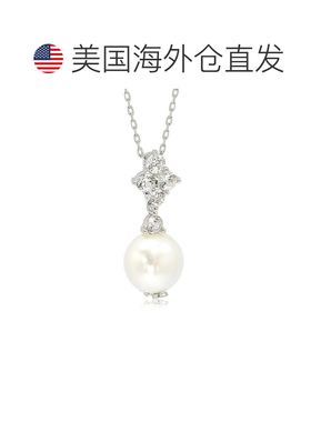 自营Suzy Levian 纯银珍珠和白色蓝宝石簇状吊坠 - 白色 美国奥莱