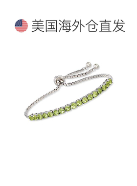 自营925 纯银 Ross-Simons 橄榄石 Bolo 手链 绿色 美国奥莱直发