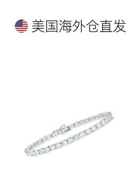 自营 925 纯银 Ross-Simons 海蓝宝石网球手链 - 7 英寸 美国奥莱