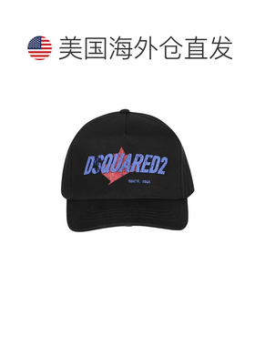 自营dsquared2黑色棉质刺绣Logo棒球帽-黑色 美国奥莱直发