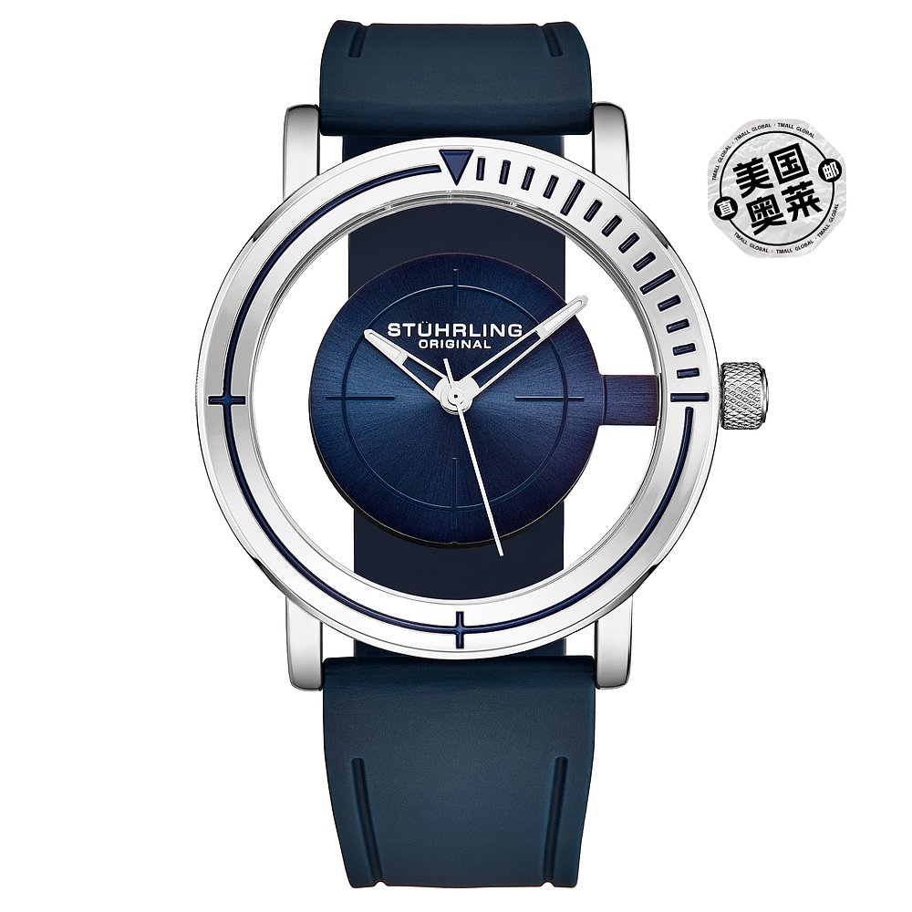 stuhrling original3915 Swiss Quartz 42mm Classic 银色/蓝色 - 图0