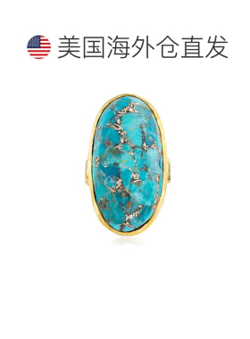 自营Ross-Simons 18 克拉金镶嵌绿松石戒指 蓝色 美国奥莱直发