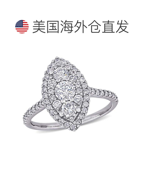 自营Mimi & Max 1ct TW 钻石复合榄尖形订婚戒指 10k 白金 - 白色