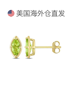 自营Mimi & Max 4/5 克拉 TGW 14k 金榄尖形橄榄石耳钉 - 绿色 美