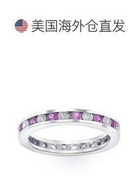 自营 pompeii31 1/2 克拉粉红色蓝宝石和钻石永恒槽镶结婚戒指 14