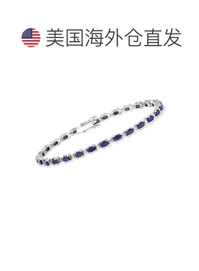 自营Ross-Simons Sapphire Bracelet With Diamond Accents in St