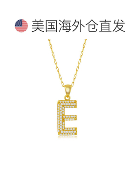 自营simona纯银 Micro Pave CZ \'J\' 块首字母带回形针链 - 镀金