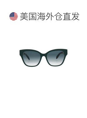 自营alexander mcqueen猫眼镜框醋酸纤维太阳眼镜-绿色银灰色 美
