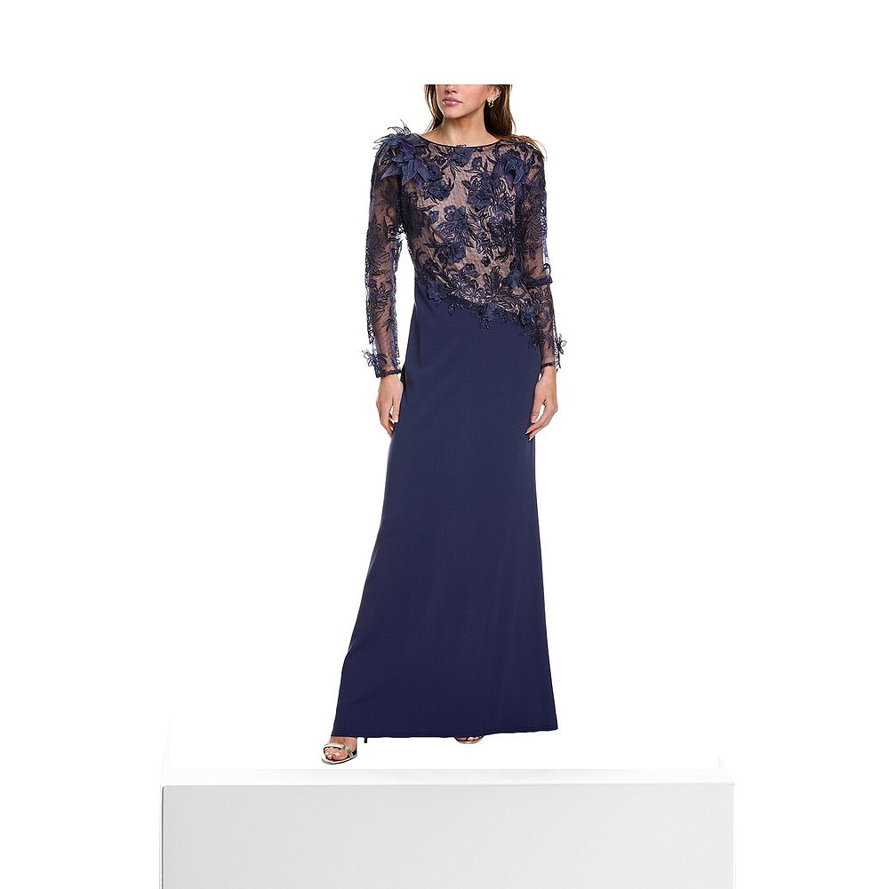 自营 Tadashi Shoji 蕾丝礼服 - 蓝色 美国奥莱直发长裙 - 图3