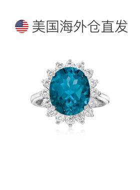 自营 925 纯银 Ross-Simons 伦敦蓝色托帕石和白色托帕石戒指 -