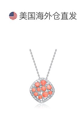 自营 genevive纯银红色立方氧化锆独特风格吊坠 美国奥莱直发