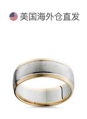 自营 pompeii3男士黄金 8 毫米双色舒适型结婚戒指 14k 白金和黄