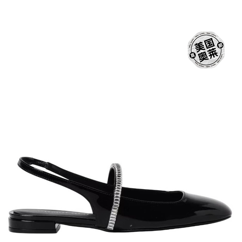 自营Stuart Weitzman Stefanie Patent Slngback芭蕾舞平底鞋-黑/ - 图0