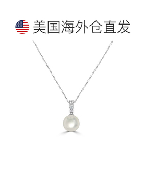 自营sabrina14K White Gold Pearl & Diamond Pendant - white go