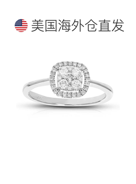 自营vir jewels1/3 克拉圆形切割实验室制造钻石订婚戒指 925 纯