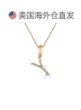 自营sabrina14k 玫瑰金和钻石初始项链 - 玫瑰 y 美国奥莱直发