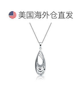 自营genevive纯银立方氧化锆椭圆形漩涡项链 - 白色 美国奥莱直发