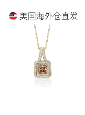 自营Suzy Levian 玫瑰纯银 Asscher-Cut 方晶锆石光环吊坠 美国奥