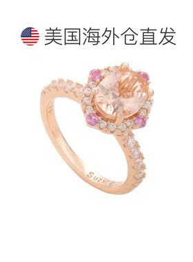 自营Suzy Levian 纯银粉色摩根石方晶锆石榄尖形戒指 - 粉色 美国
