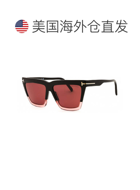 自营Tom Ford几何全边太阳镜，深棕色镜架和紫红色镜片Ft111050Z-