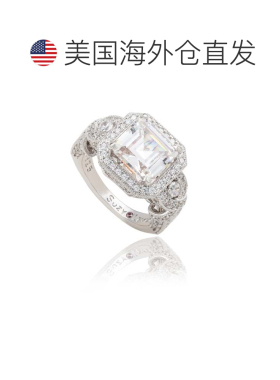 自营Suzy Levian Sterling Silver White Assher Cubic Zirconia