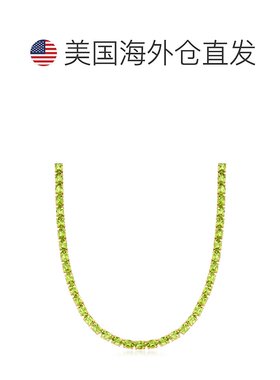 自营 Ross-Simons 橄榄石网球项链 18 克拉黄金纯银 - 20 英寸 美