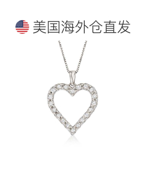 自营925 纯银 Ross-Simons 钻石心形吊坠项链 - 18 英寸 美国奥莱