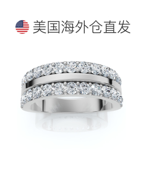 自营pompeii33/4ct Diamond Double Row Wedding Ring 14K White