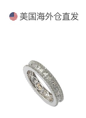 自营 Suzy Levian 纯银公主方形切割白色方晶锆石永恒戒指 - 白色