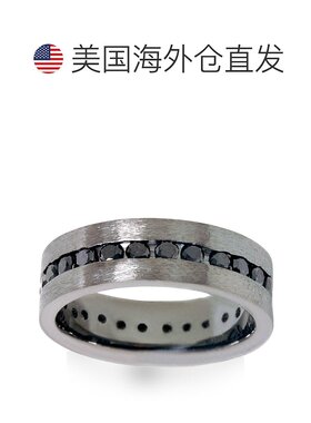 自营 pompeii31 1/10ct 黑钻拉丝结婚男士永恒戒指 14K 黑金 - 14