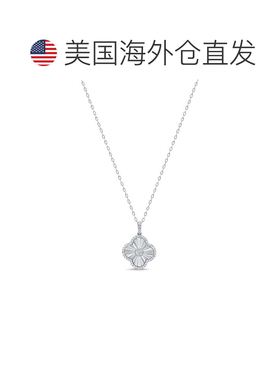 自营sabrina14K White Gold Diamond Clover Necklace - white go